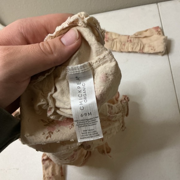 Chickpea Organic 6-9M Floral Romper Set Cotton Ruffle Collar Boho - Picture 4 of 4